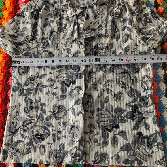 Vintage 60s 70s Graff Californiawear Rose Floral Tie Neck Pussy Bow Ribb… - Picture 13 of 16